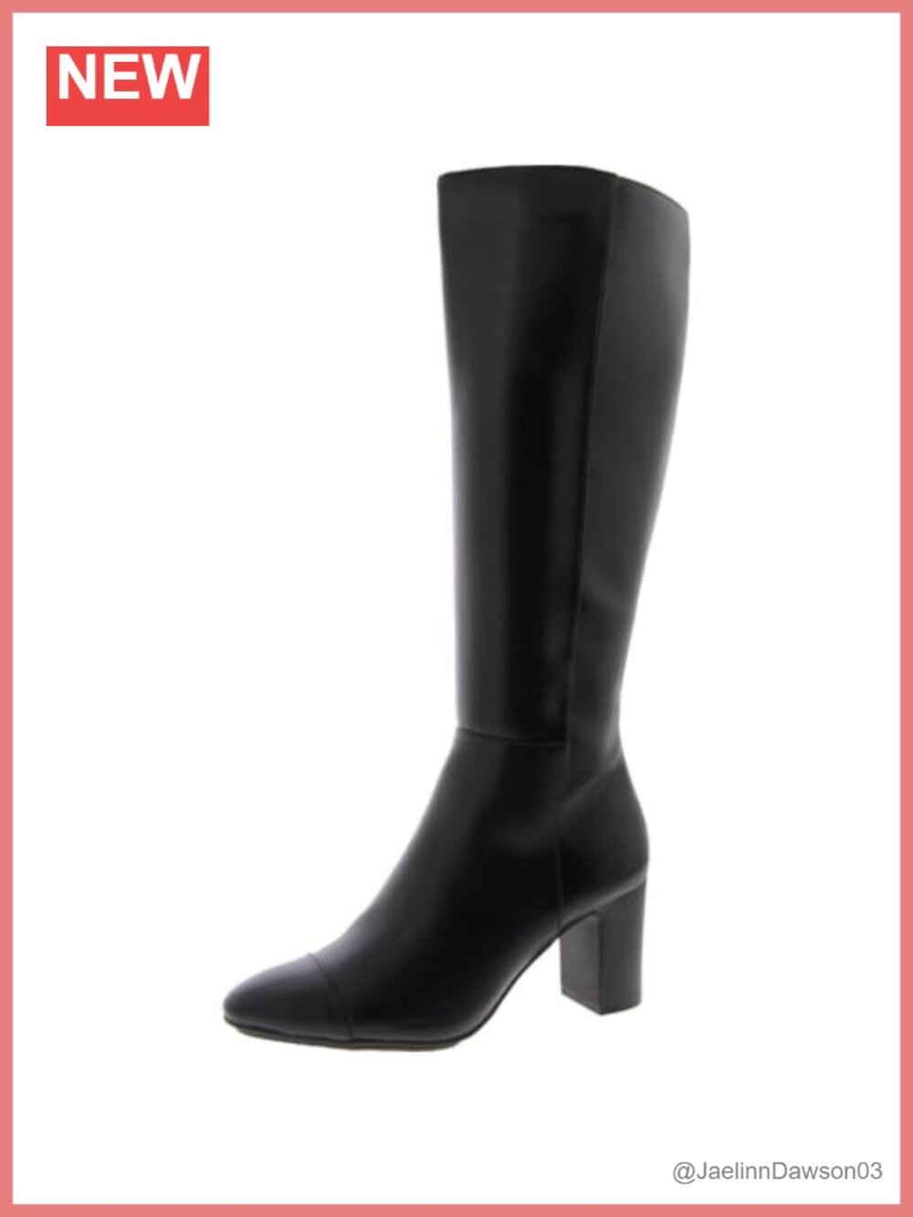 Anne Klein Sawyer Faux Leather Mid-Calf Equestrian Boots Block Heel Side Zipper